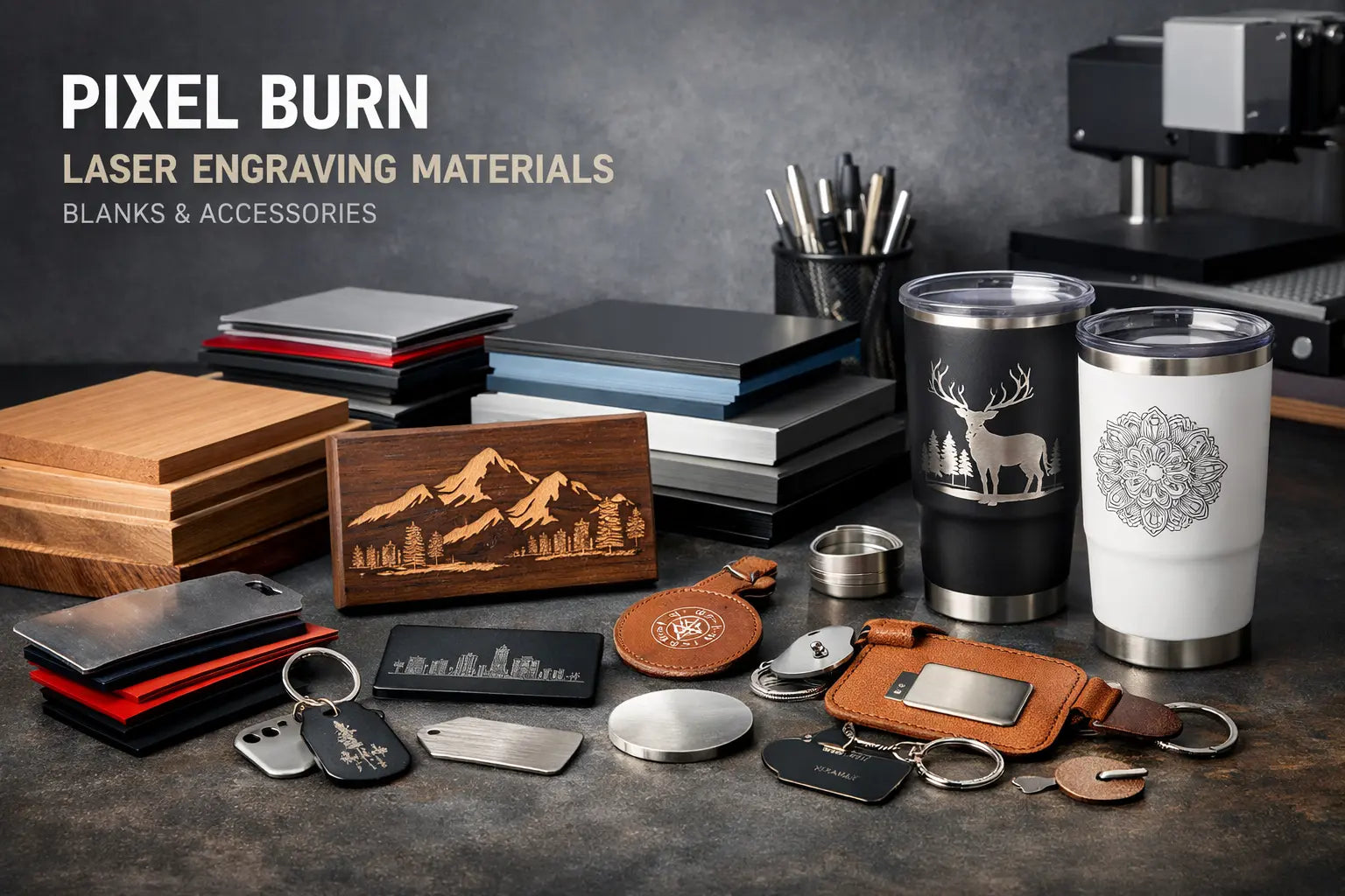 Laser-Engraving-Materials-Blanks-Accessories Pixel Burn Custom Laser Creations