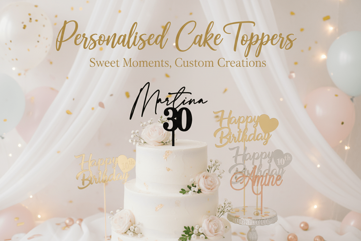 Personalised Cake Toppers - Pixel Burn Custom Laser Creations