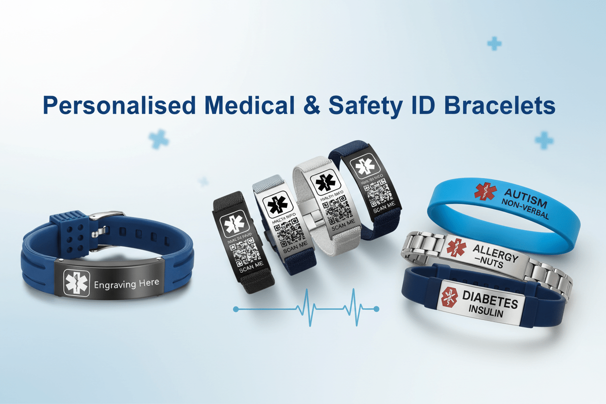 Personalised Medical & Safety ID Bracelets - Pixel Burn Custom Laser Creations