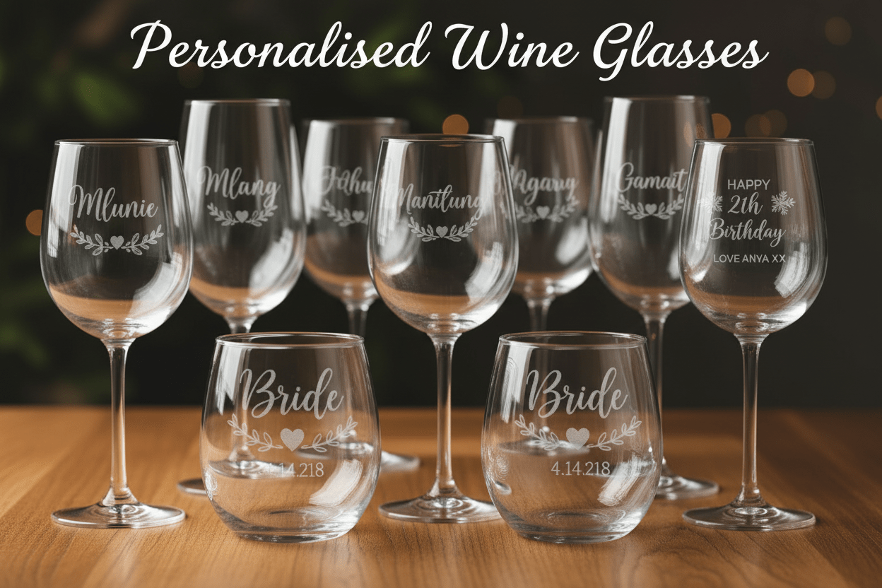Personalised Wine Glasses - Pixel Burn Custom Laser Creations