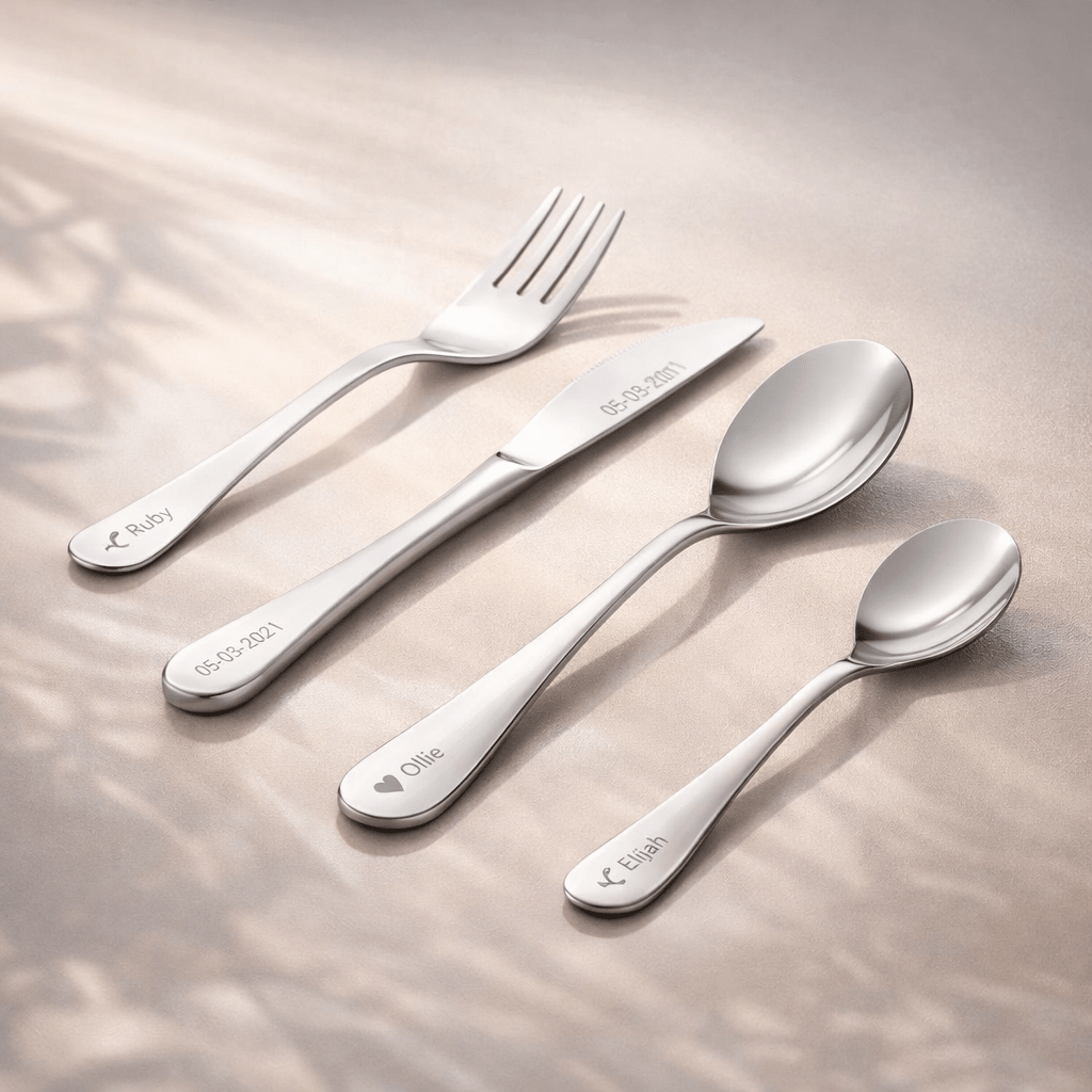 Personalised Children's Stainless Steel Cutlery Set - Pixel Burn Custom Laser Creations