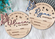 Personalised Butterfly Baby Announcement Plaque - Pixel Burn Custom Laser Creations