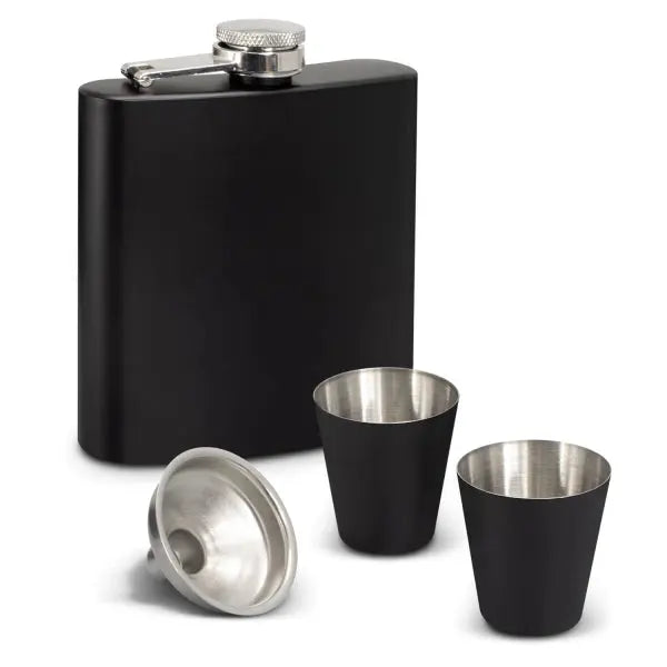 Personalised Stainless Steel Hip Flask Gift Set Pixel Burn Custom Laser Creations