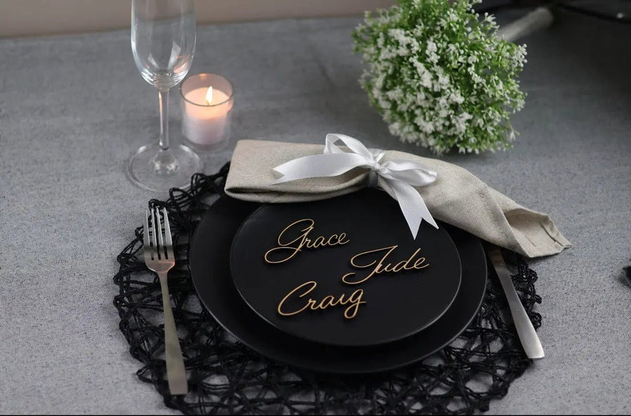 Personalised Acrylic Name Place Cards - Pixel Burn Custom Laser Creations