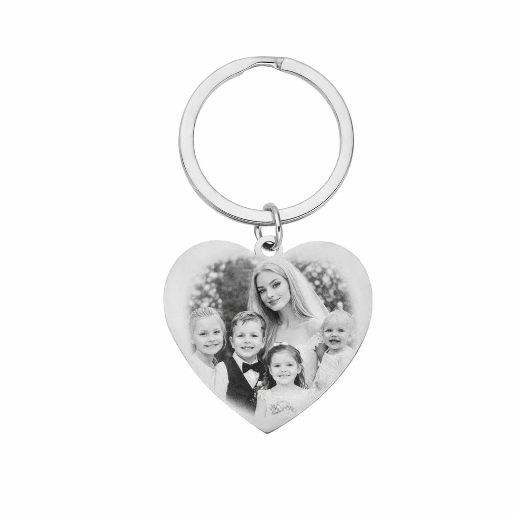 Personalised Engraved Heart Keyring Photo & Message - Pixel Burn Custom Laser Creations