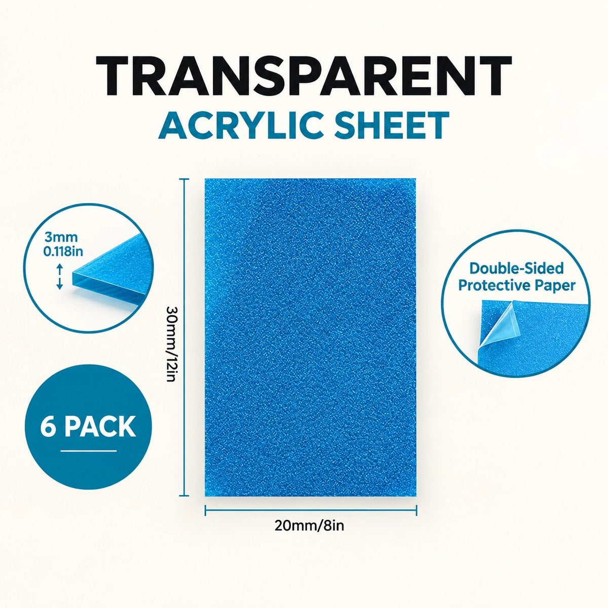3mm Transparent Glitter Acrylic Starter Pack - Pixel Burn Custom Laser Creations