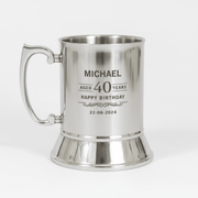 Personalised Stainless Steel Beer Mug - Silver - Pixel Burn Custom Laser Creations