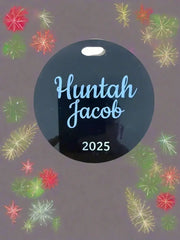 Personalised Acrylic Name & Year Ornament Pixel Burn Laser Creations