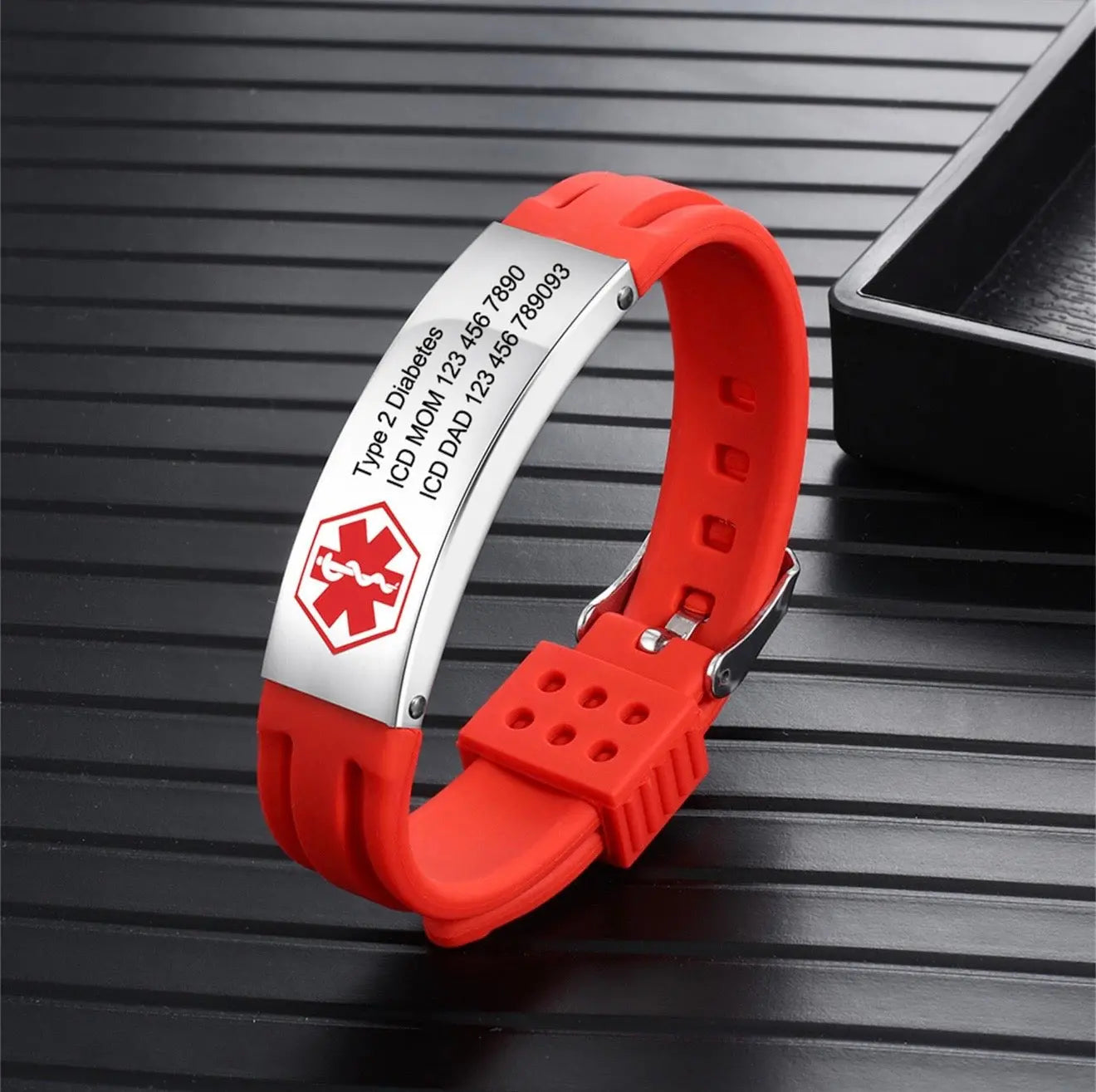 Silicone Medical Alert Bracelet Pixel Burn Custom Laser Creations