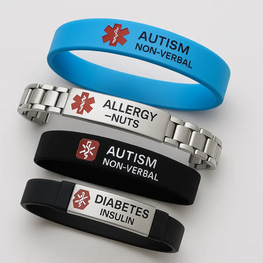 Personalised Sensory Safe Medical Alert Bracelet - Pixel Burn Custom Laser Creations