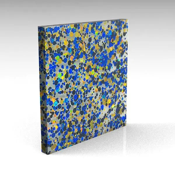 Blue/Black/Gold Bubble Glitter Acrylic Pixel Burn Laser Blanks