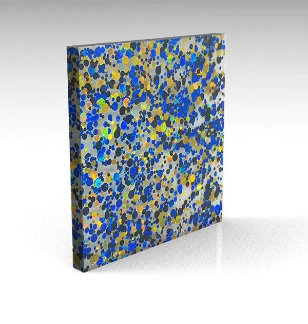Blue/Black/Gold Bubble Glitter Acrylic - Pixel Burn Custom Laser Creations