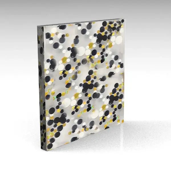 Black/White/Gold Bubble Glitter Acrylic - Pixel Burn Custom Laser Creations