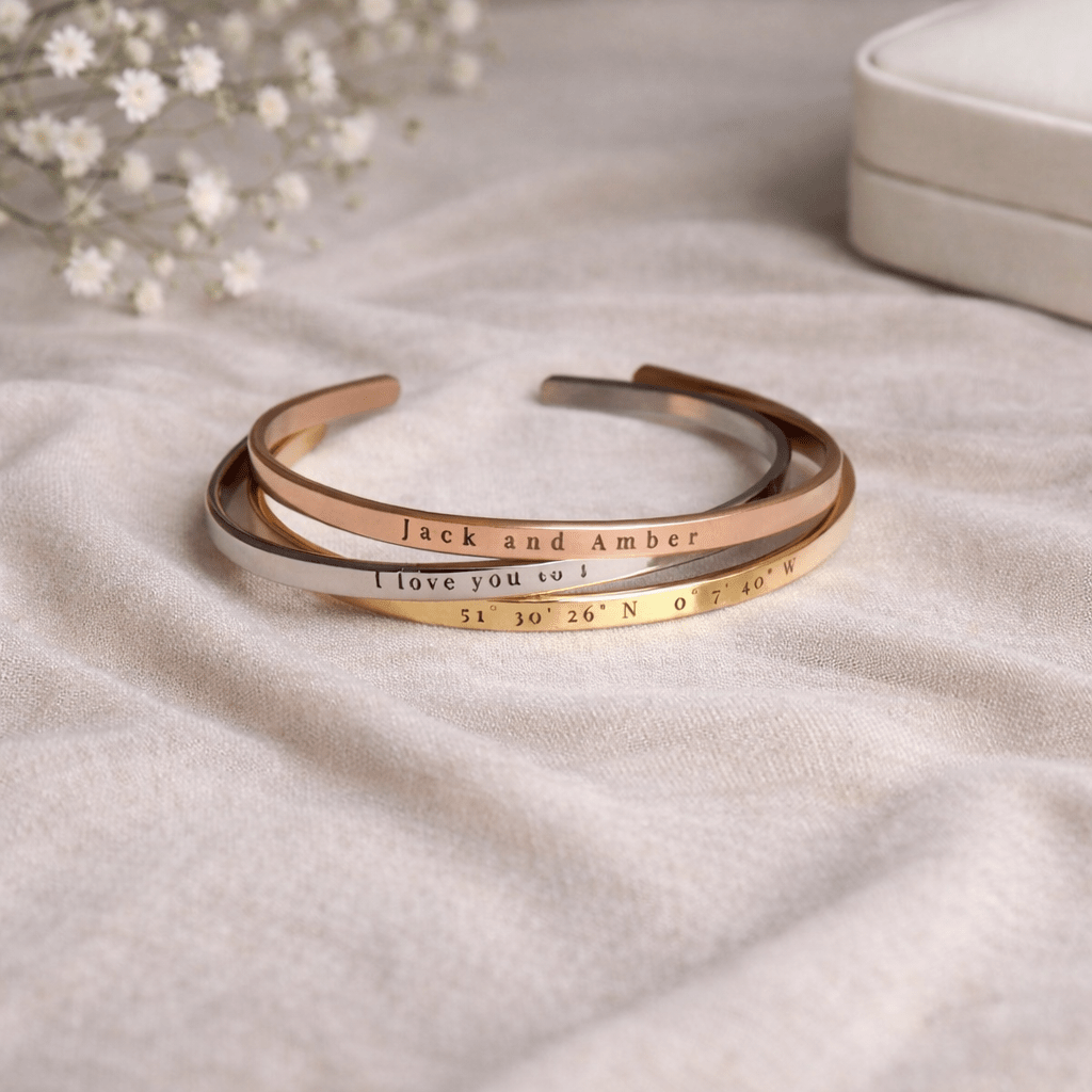 Personalised Engraved Cuff Bangle - Pixel Burn Custom Laser Creations