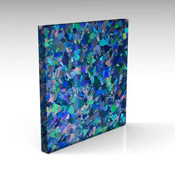 Aqua Chunky Glitter Acrylic Pixel Burn Laser Blanks