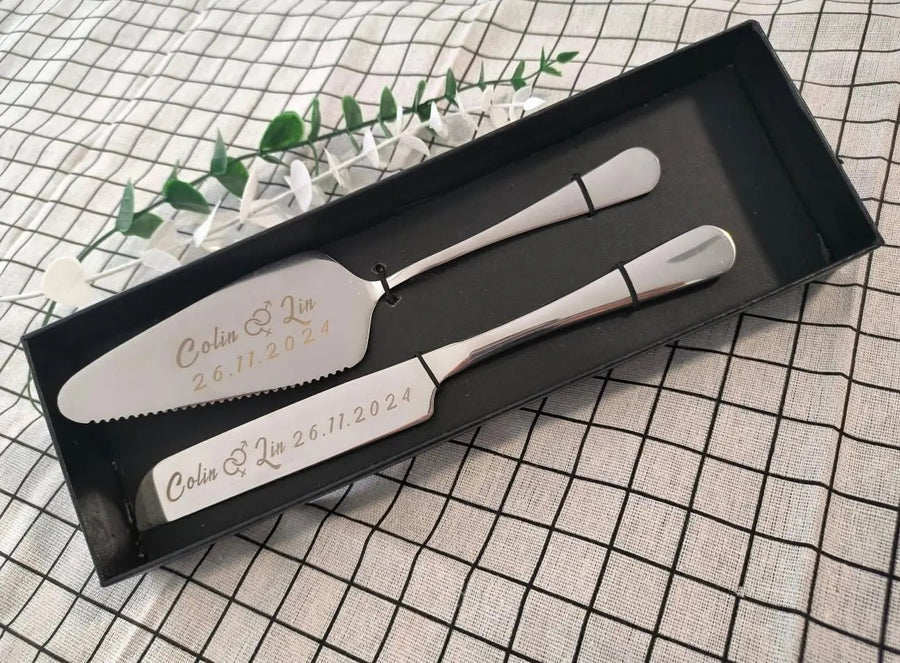 Personalised Wedding Cake Knife Server - Pixel Burn Custom Laser Creations