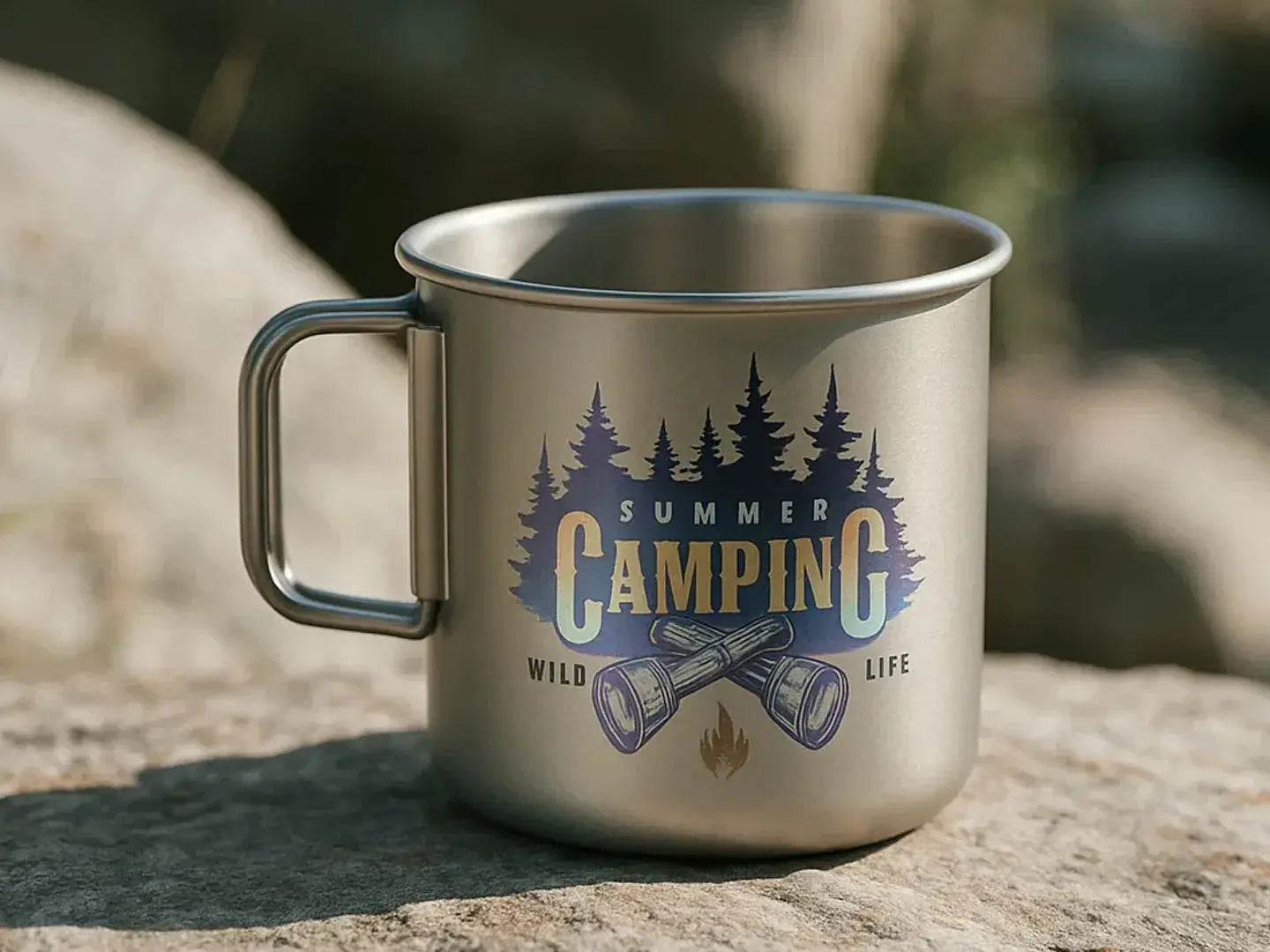 Chromalux™ Colour Engraved Stainless Steel Camping Mug Pixel Burn Custom Laser Creations