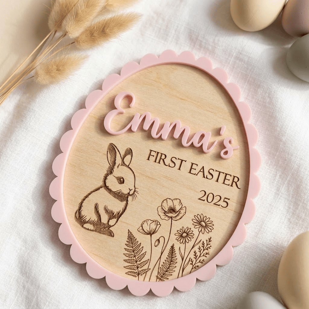 Personalised Baby's First Easter Keepsake Plaque - Pixel Burn Custom Laser Creations