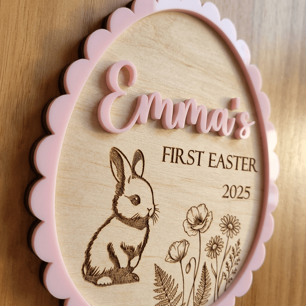 Personalised Baby's First Easter Keepsake Plaque - Pixel Burn Custom Laser Creations