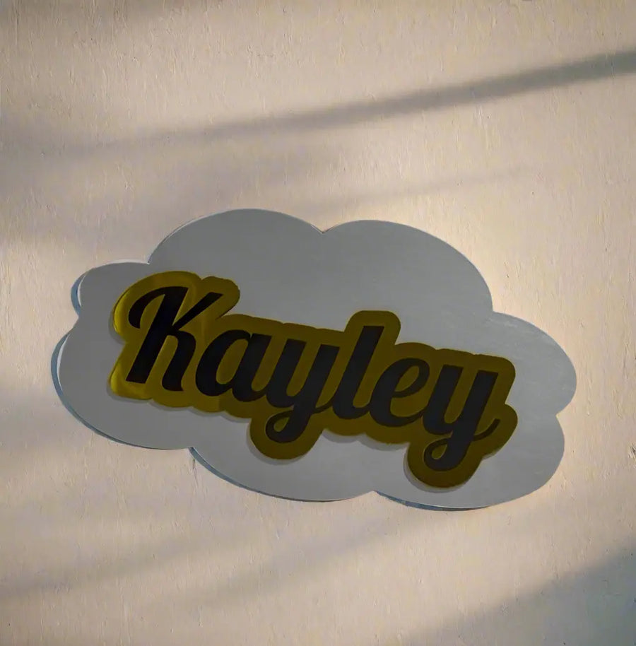 Custom Cloud Acrylic Name Sign - Pixel Burn Custom Laser Creations
