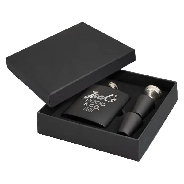 Personalised Stainless Steel Hip Flask Gift Set - Pixel Burn Custom Laser Creations