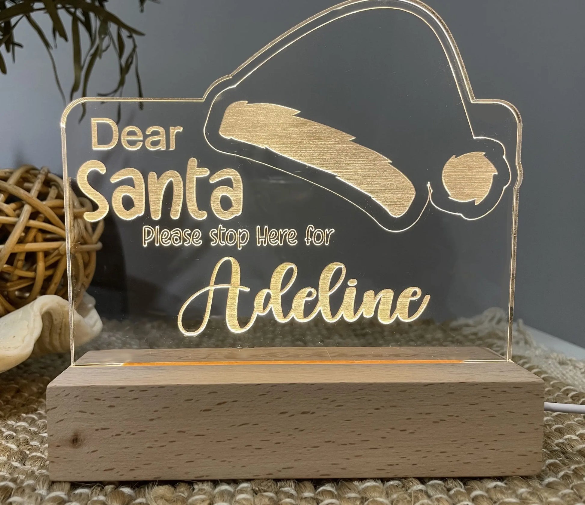 Personalised Dear Santa Night Light Pixel Burn Laser Creations