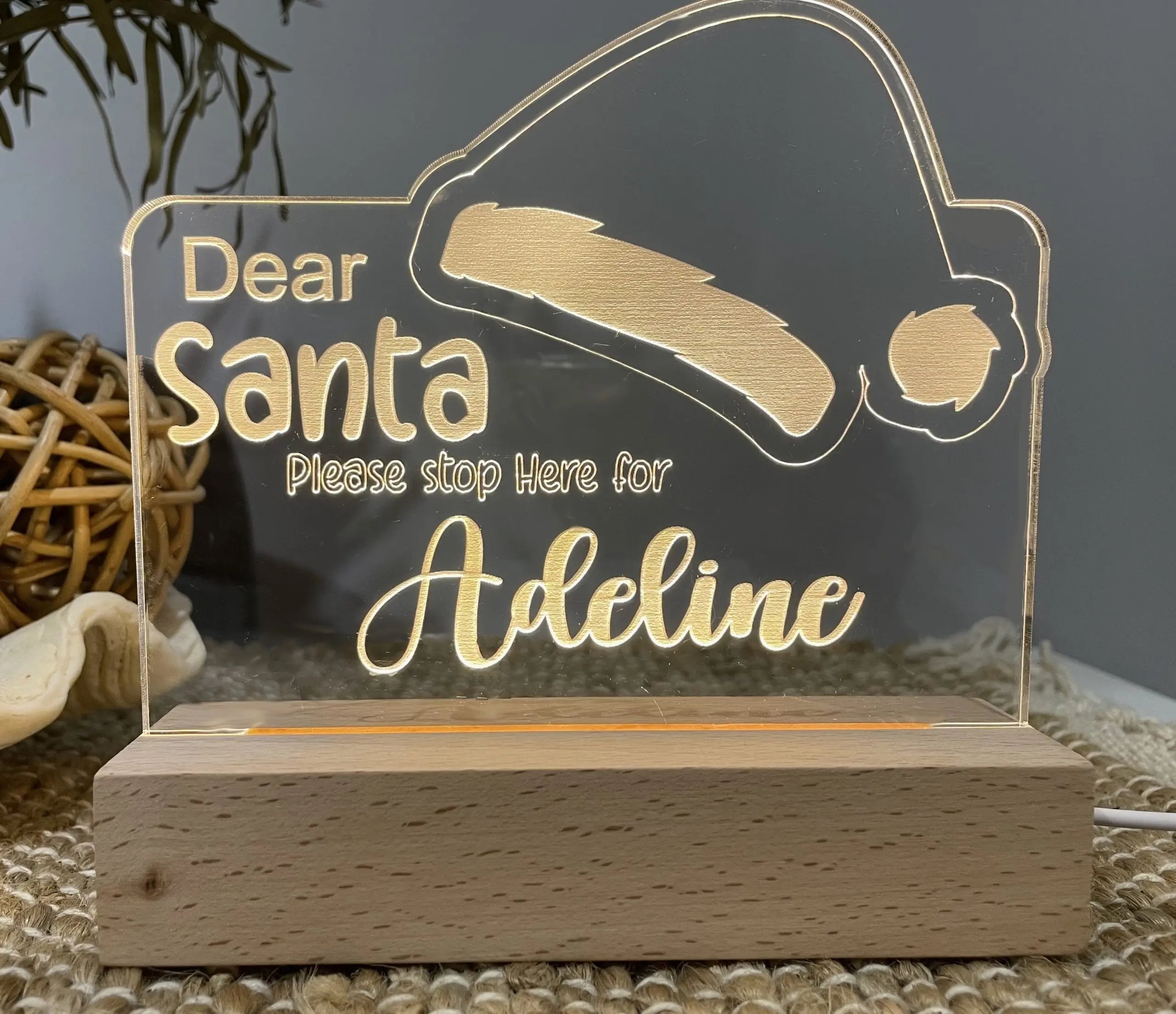 Personalised Dear Santa Night Light Pixel Burn Laser Creations