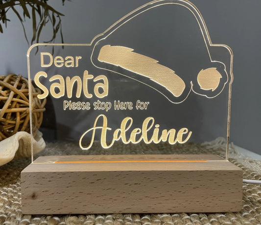 Personalised Dear Santa Night Light Pixel Burn Laser Creations