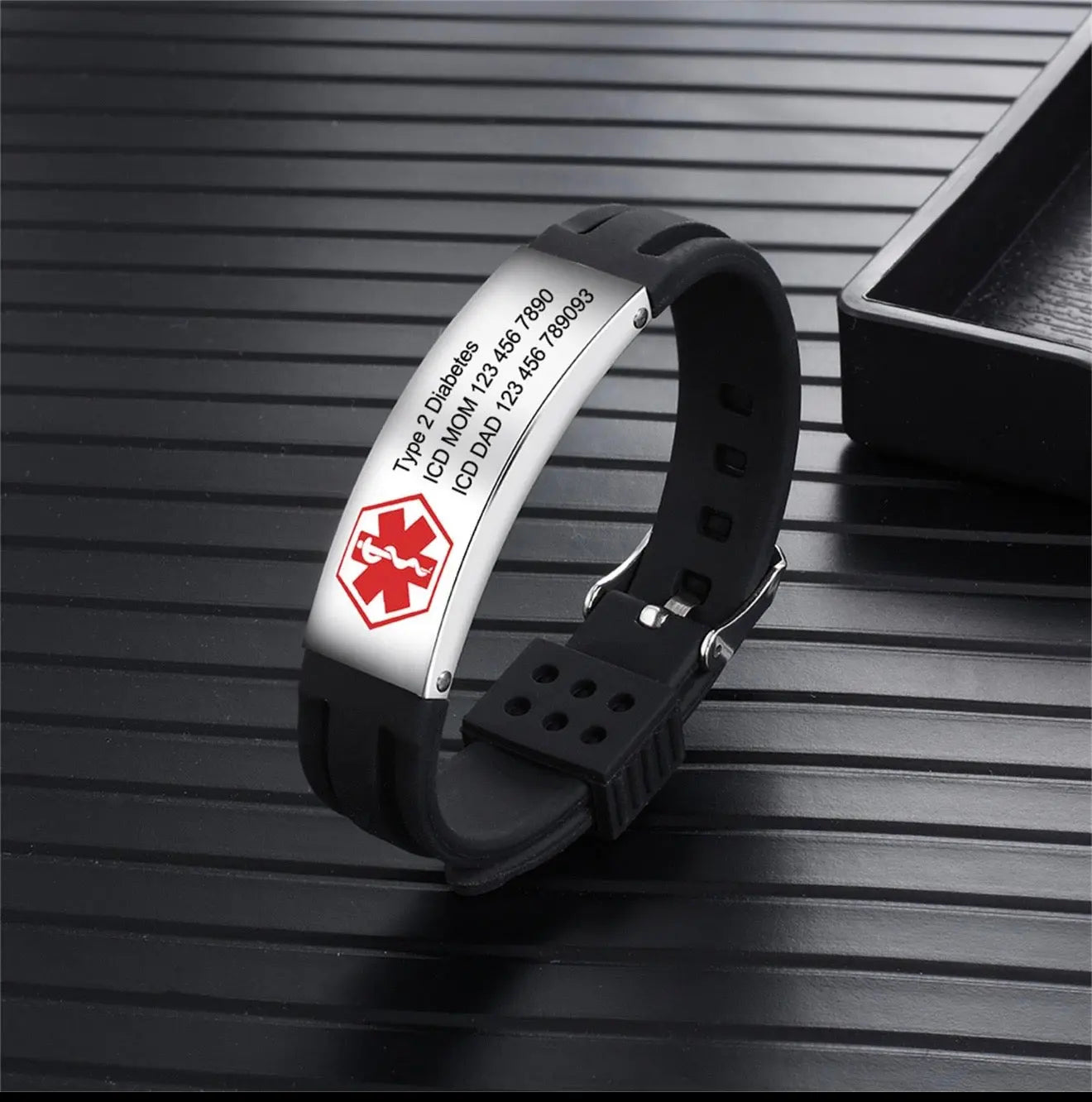 Silicone Medical Alert Bracelet Pixel Burn Custom Laser Creations
