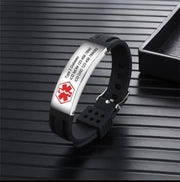 Custom Engraved Medical Alert ID Bracelet Silicone Band with Stainless Pixel Burn Laser Creations