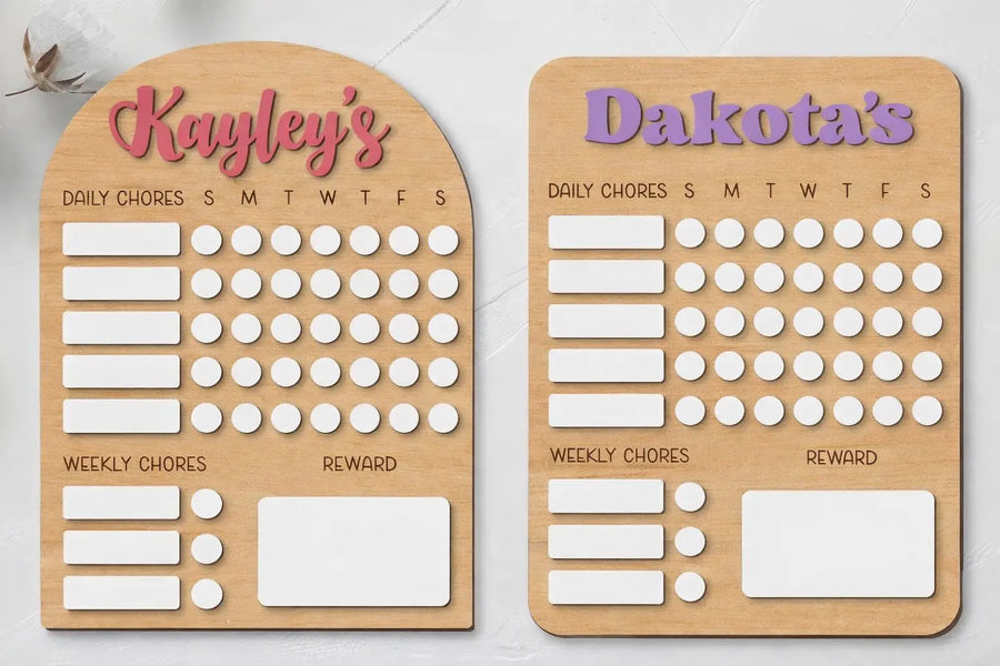 Kids Personalised Chore Board - Pixel Burn Custom Laser Creations