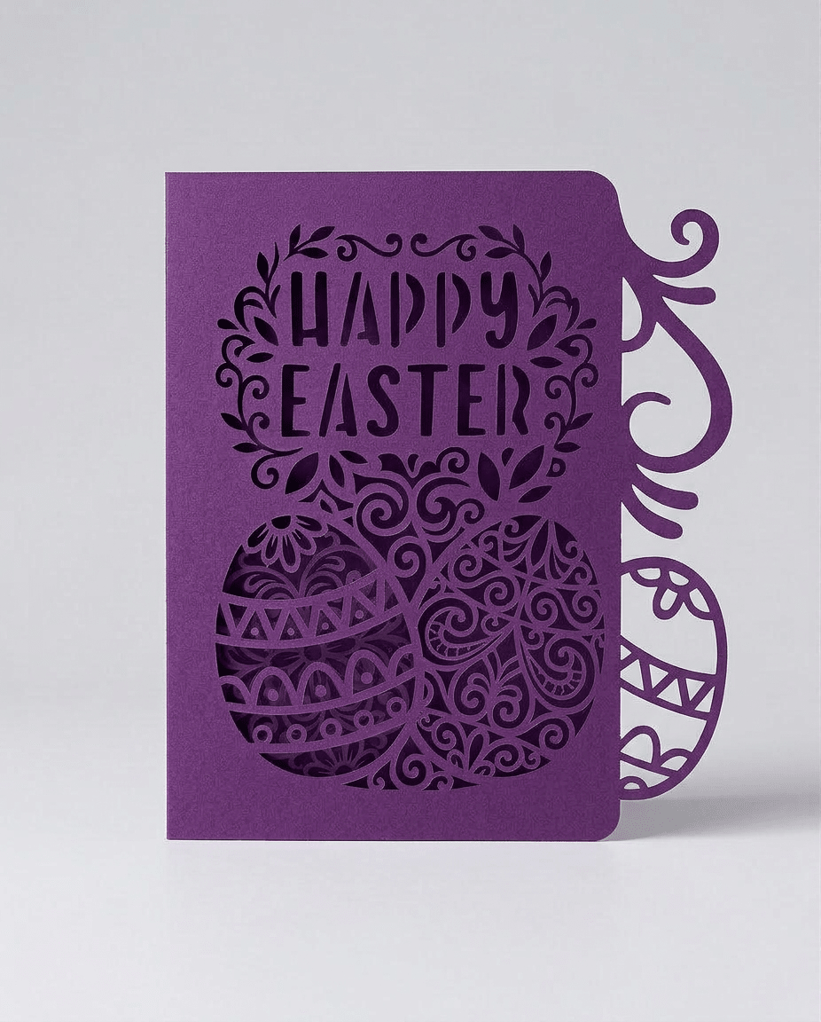 Personalised Happy Easter Laser Cut Paper Card - Pixel Burn Custom Laser Creations