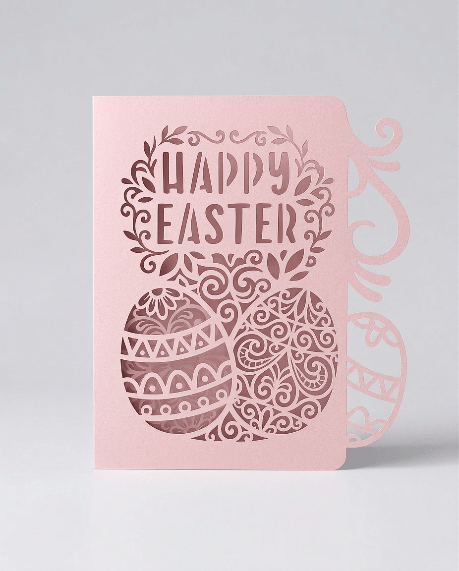 Personalised Happy Easter Laser Cut Paper Card - Pixel Burn Custom Laser Creations