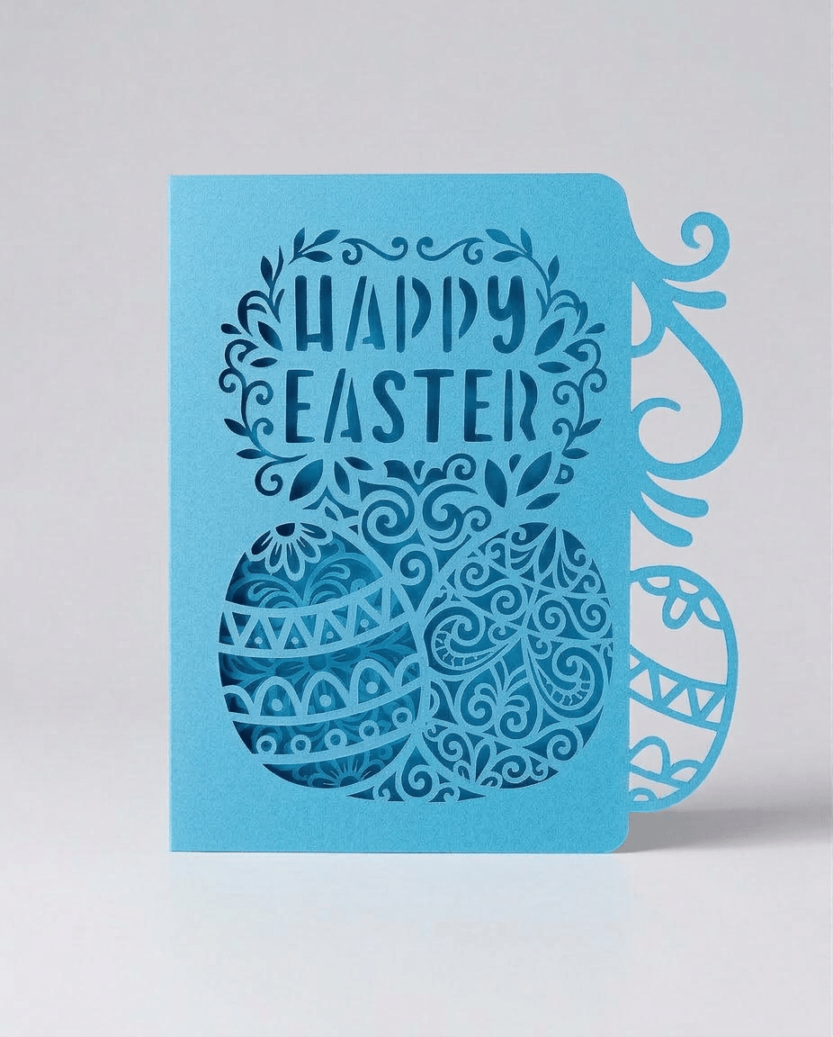 Personalised Happy Easter Laser Cut Paper Card - Pixel Burn Custom Laser Creations