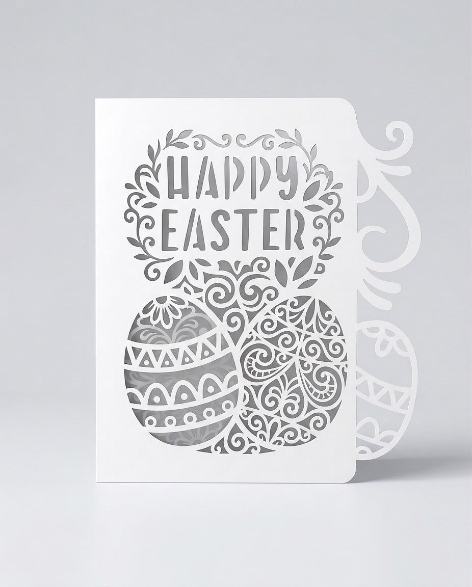 Personalised Happy Easter Laser Cut Paper Card - Pixel Burn Custom Laser Creations