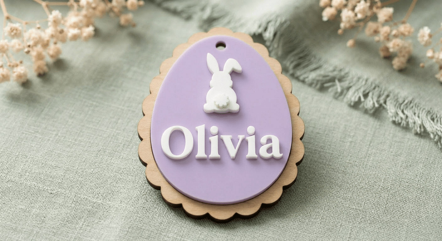 Personalised Easter Name Plaque Easter Basket Tag - Pixel Burn Custom Laser Creations