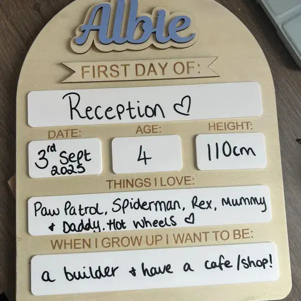 Personalised First Day of School Board Pixel Burn Custom Laser Creations