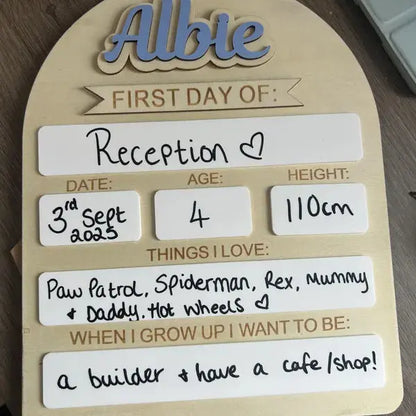 Personalised First Day of School Board Pixel Burn Custom Laser Creations