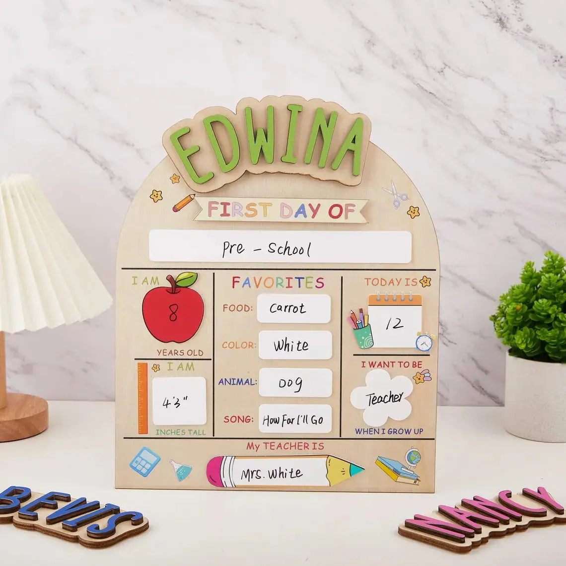 Personalised First Day of School Board Pixel Burn Custom Laser Creations