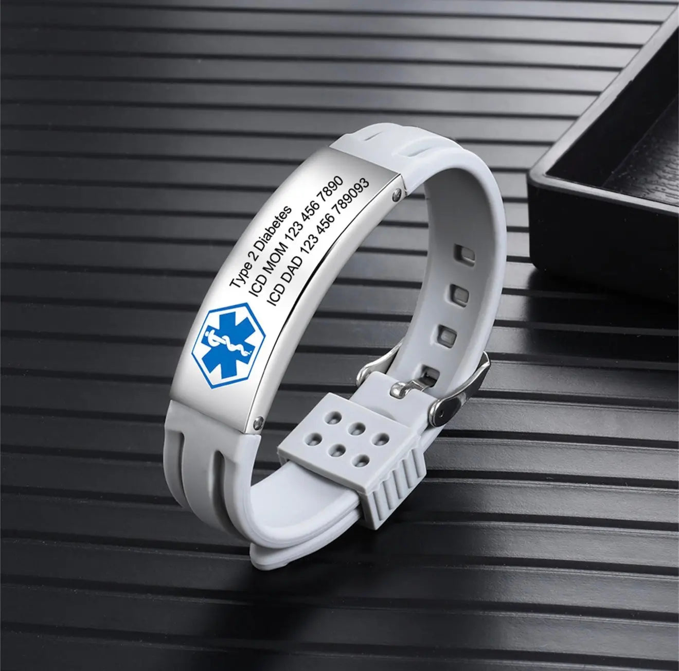 Silicone Medical Alert Bracelet Pixel Burn Custom Laser Creations