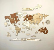 Personalised Wooden Worldmap Animals - Pixel Burn Custom Laser Creations