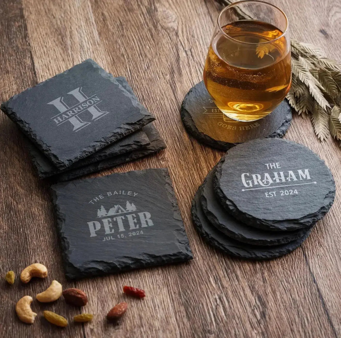 Personalised Slate Coasters – Custom Laser Engraved (Set of 4) Pixel Burn Laser Creations