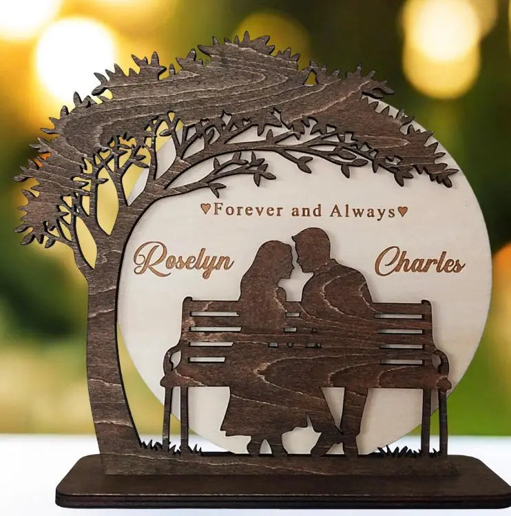 Forever Always Wooden Couple Display Pixel Burn Custom Laser Creations