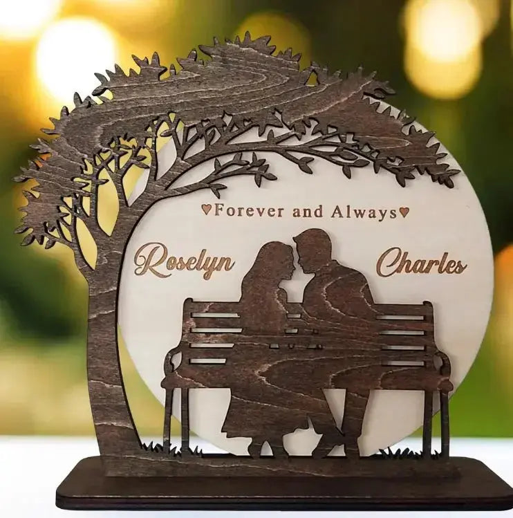 Forever & Always Wooden Couple Display Personalised Gift Pixel Burn Laser Creations