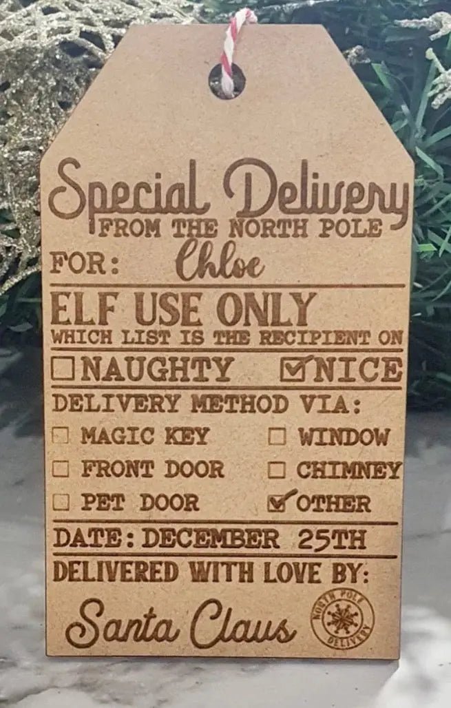 Personalised Santa Delivery Tag - Pixel Burn Custom Laser Creations