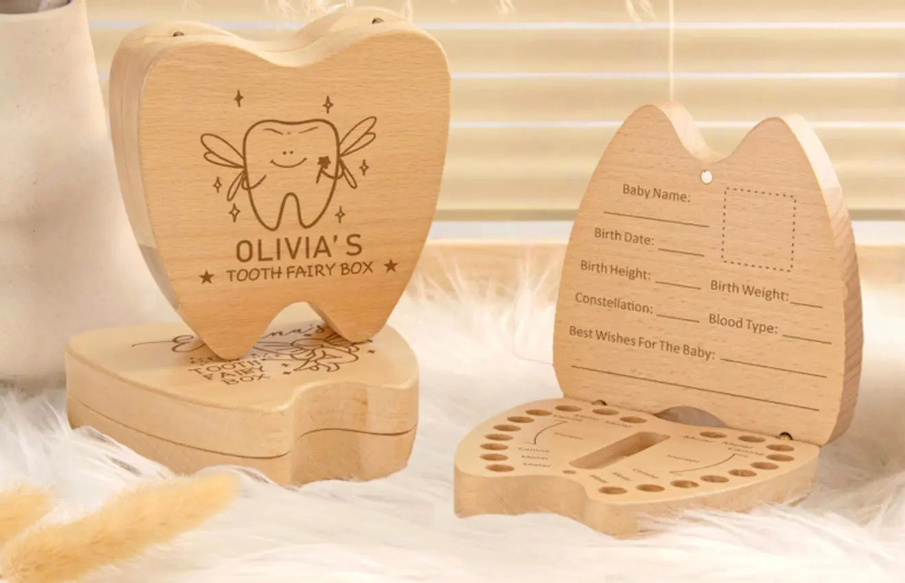 Personalised Wooden Tooth Fairy Keepsake Box Pixel Burn Laser Creations