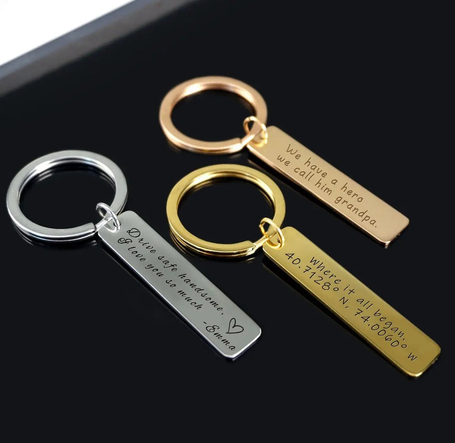 Personalised Engraved Bar Keyring - Pixel Burn Custom Laser Creations