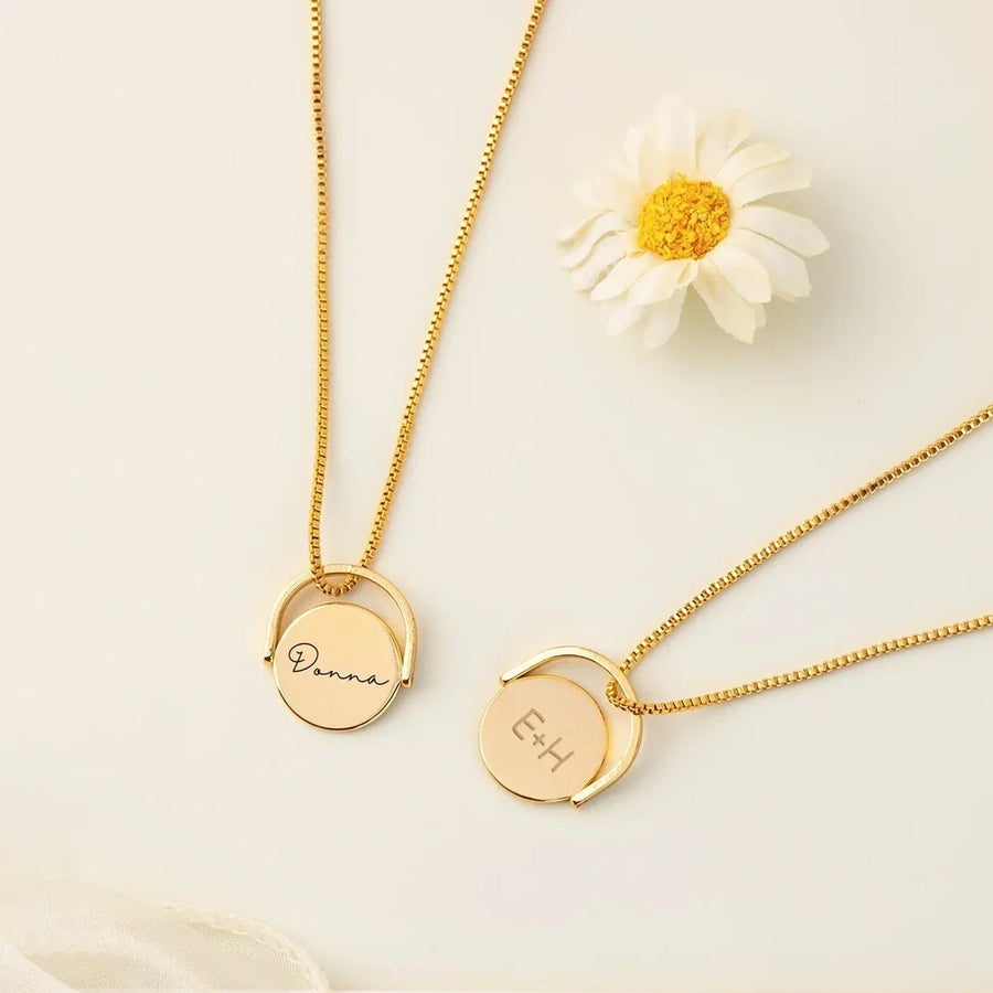 Personalised Spinner Necklace Pendant - Pixel Burn Custom Laser Creations