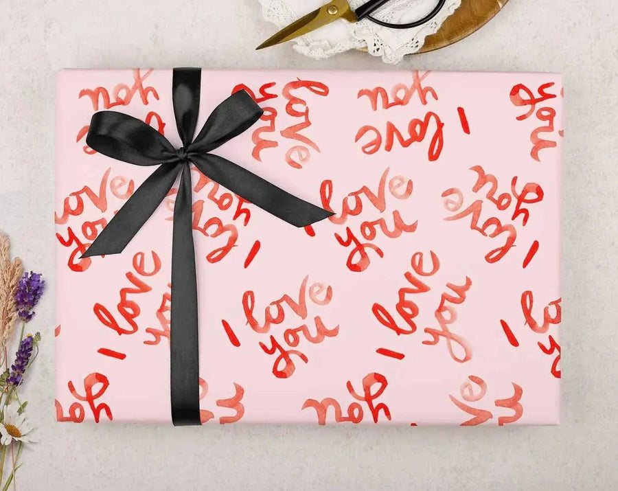 Romantic I Love You Gift Wrapping - Pixel Burn Custom Laser Creations