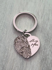 Personalised Heart Fingerprint Keyring Pixel Burn Custom Laser Creations